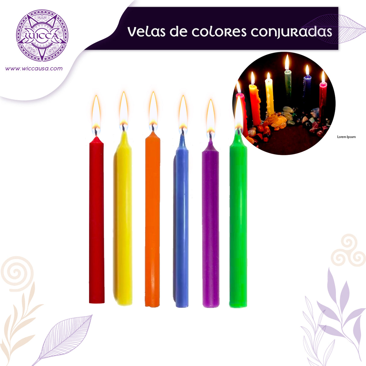 Velas de colores Conjuradas 4" Set 7